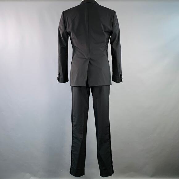 DOLCE & GABBANA Size 38 Black Wool Blend Peak Lapel Tuxedo - Picture 4 of 13